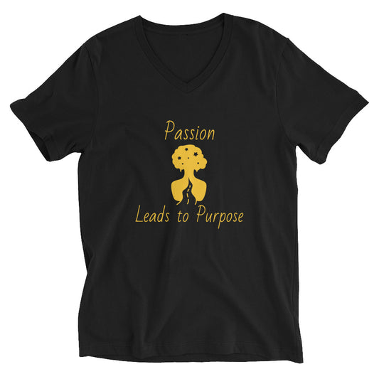 Passion Leads to Purpose Unisex Short Sleeve V-Neck T-Shirt