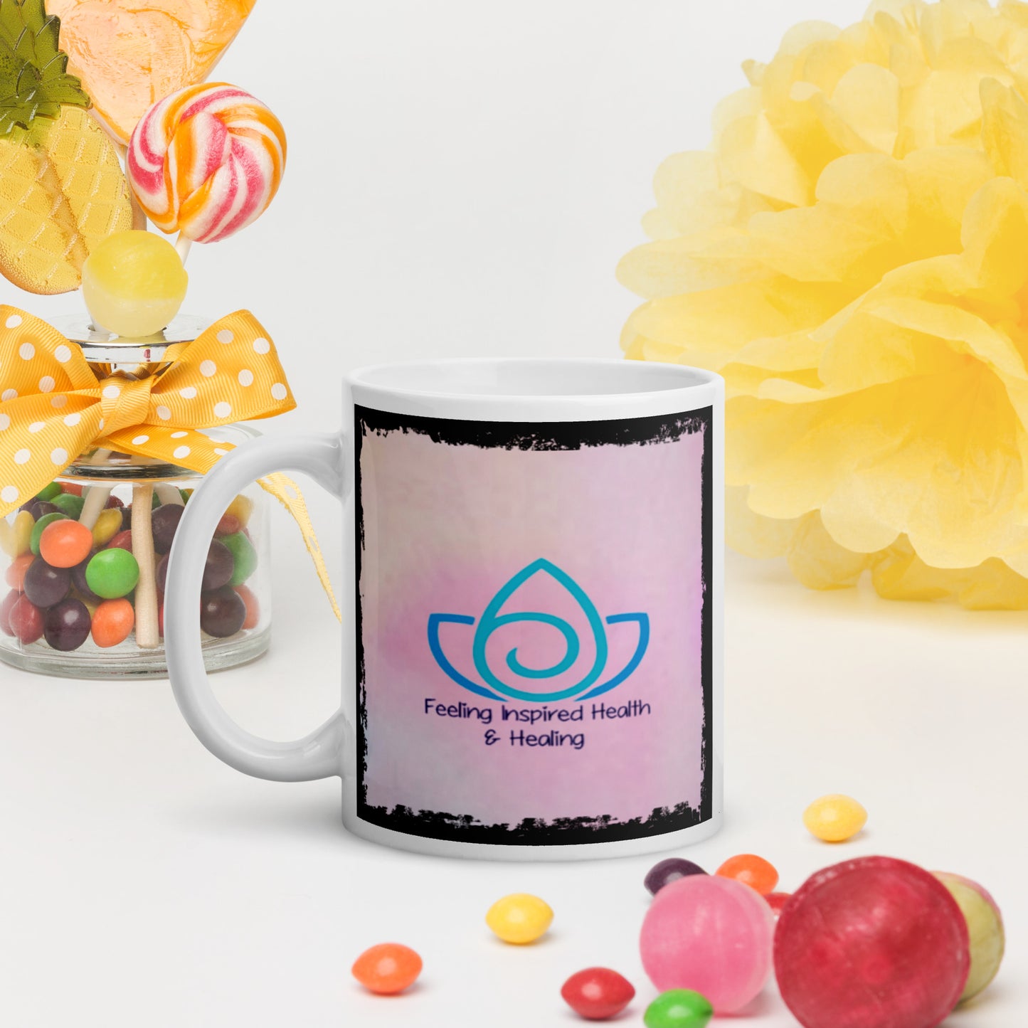 Feeling Inspired Health And Healing White glossy mug