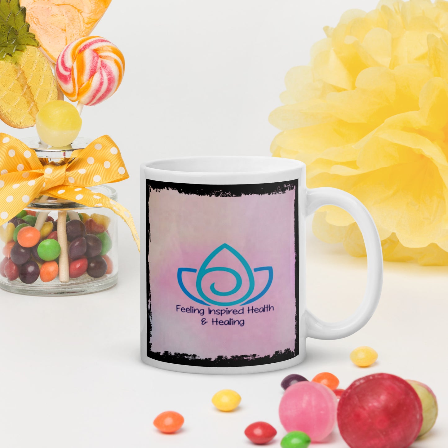 Feeling Inspired Health And Healing White glossy mug